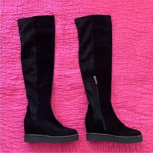 Baldinini Elegant Black over knee genuine suede Boots, US8